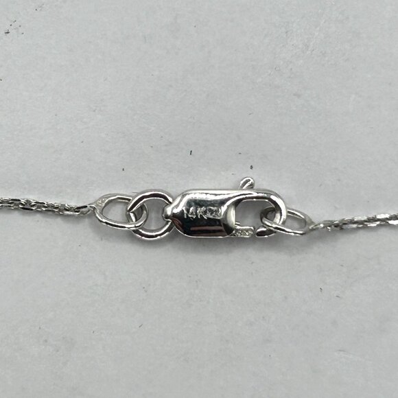 14k White Gold w Cultured Freshwater Pearl & .12ctw Diamond Bezel Set Necklace - Picture 5 of 7